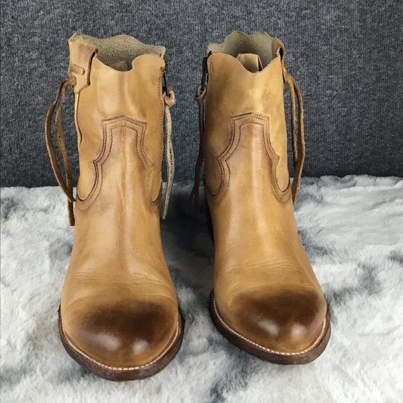 Rare Overland Handmade Carly Cowhide Leather Ankle Boots Yoke and Tassel Detail - Picture 2 of 11
